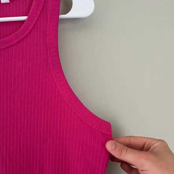Gap Womens Pink Tank Dress Medium Tall Midi Sleeveless Stretch Pullover Bodycon - Picture 6 of 9